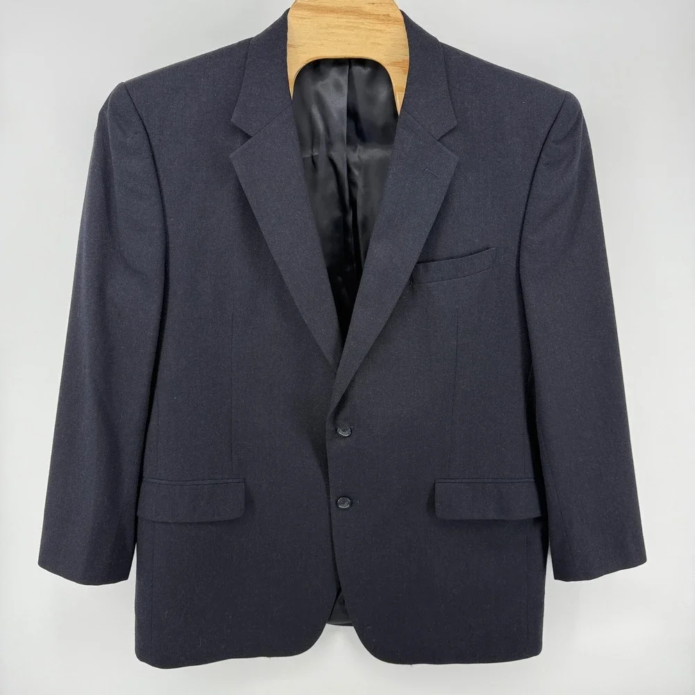 Jos A Bank Mens Blazer 48L Black Wool Cashmere Business Sport‎ Coat *READ